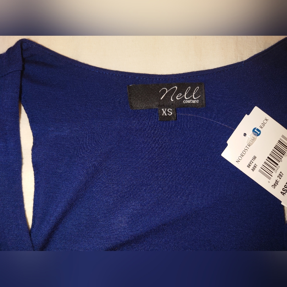 NWT Navy Blue NELL COUTURE Soft Jersey Knit Drawstring Racerback Jumpsuit  XS 2 - Picture 9 of 14